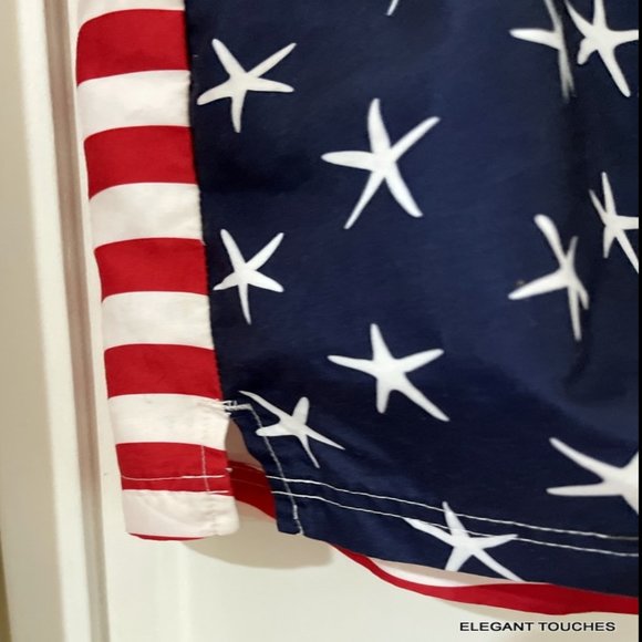 Patriotic Men's Swim Trunks XL Stars and Stripes Shorts Mesh Lined Drawsting NEW - Picture 6 of 7